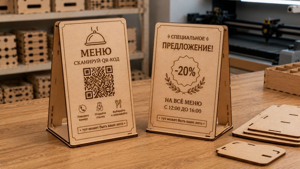 Тейбл-тент / держатель для QR-меню и акций