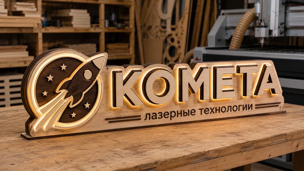 Интерьерный логотип / объёмная надпись с подсветкой
