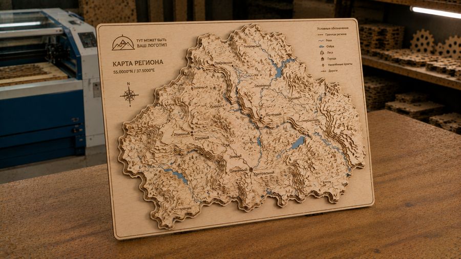 Топографическая 3D-карта региона